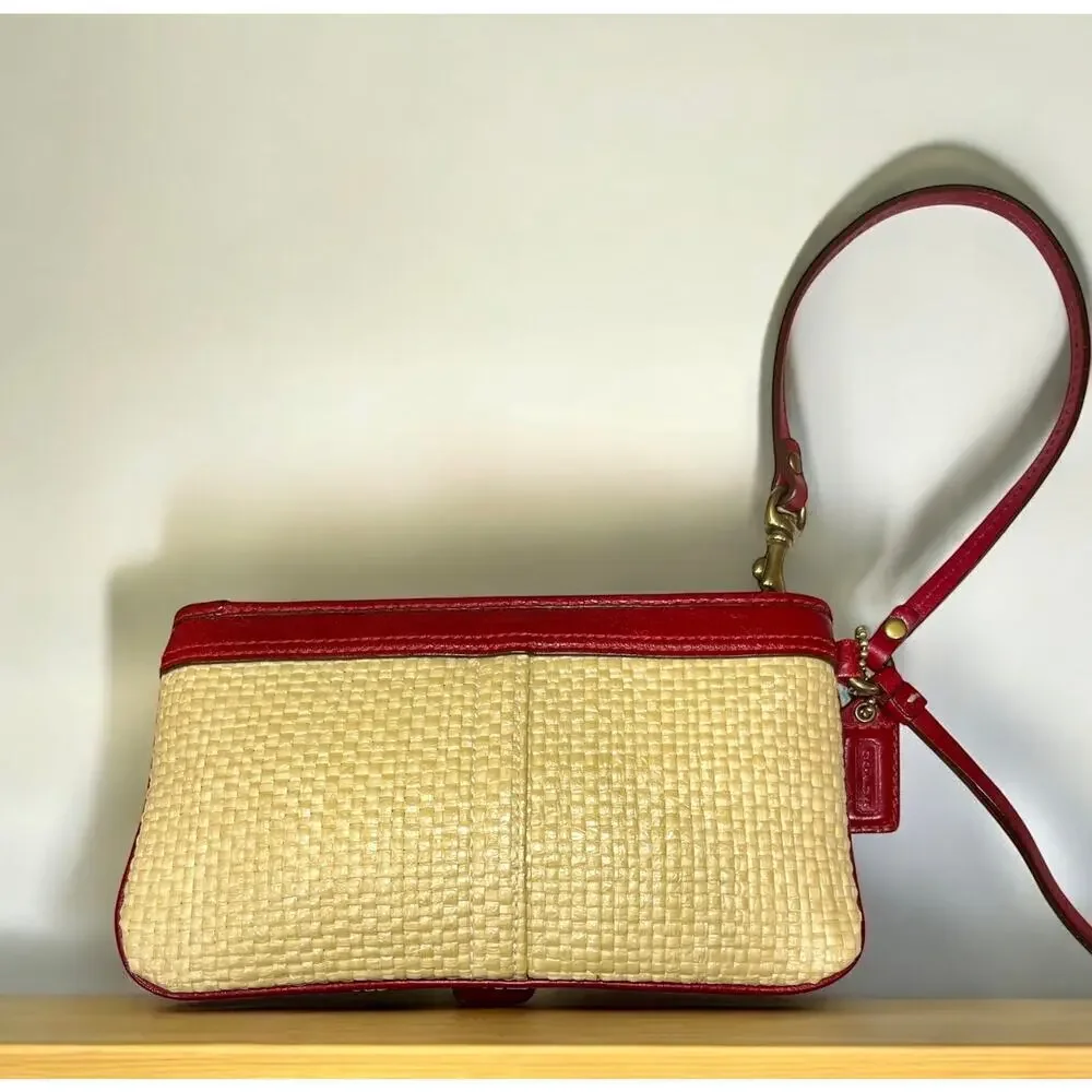 Vintage Coach 113 Legacy Straw Tote Bag & Wristlet